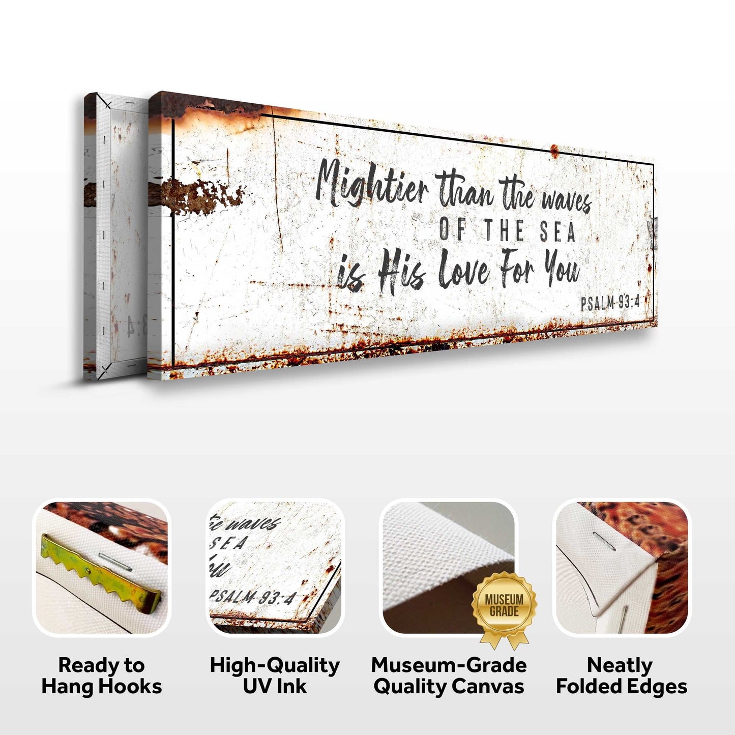 Tailored Canvases rustic canvas sign Psalm 93:4 Mightier Than The Waves Of The Sea on Tampa Home & Garden Store