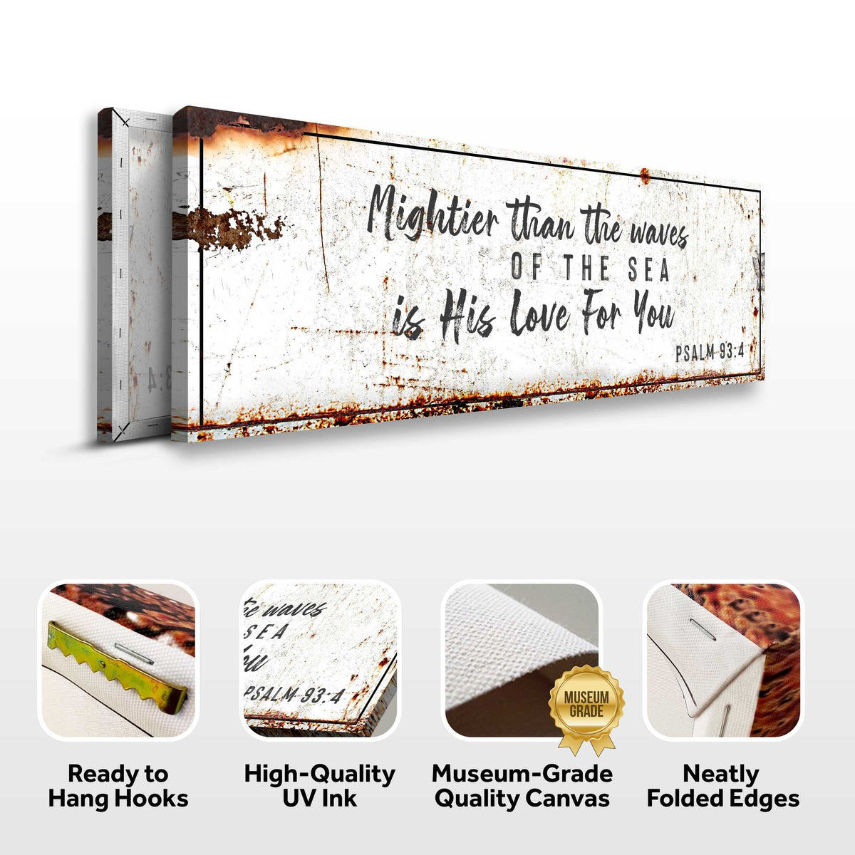 Tailored Canvases rustic canvas sign Psalm 93:4 Mightier Than The Waves Of The Sea on Tampa Home & Garden Store