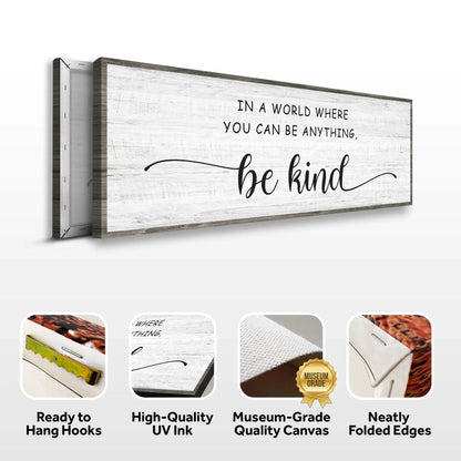 Tailored Canvases canvas sign with whitewashed wood panel and be kind quote on Tampa Home & Garden Store