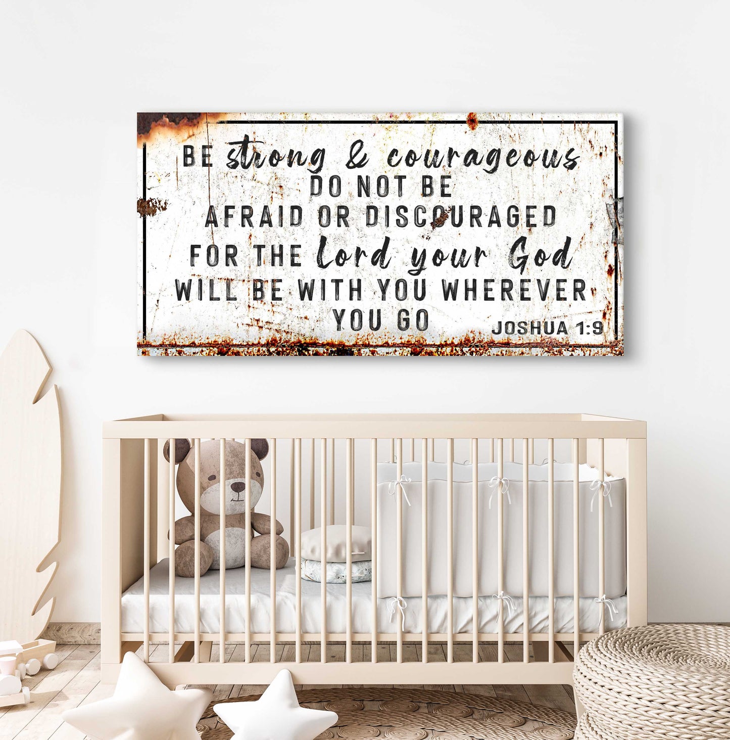 Canvas sign Joshua 1:9 Be Strong And Courageous, Tailored Canvases crafting canvas on Tampa Home & Garden Store