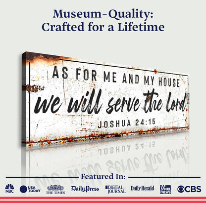 Canvas Joshua 24:15 We Will Serve The Lord white with black script Tailored Canvases on Tampa Home & Garden Store