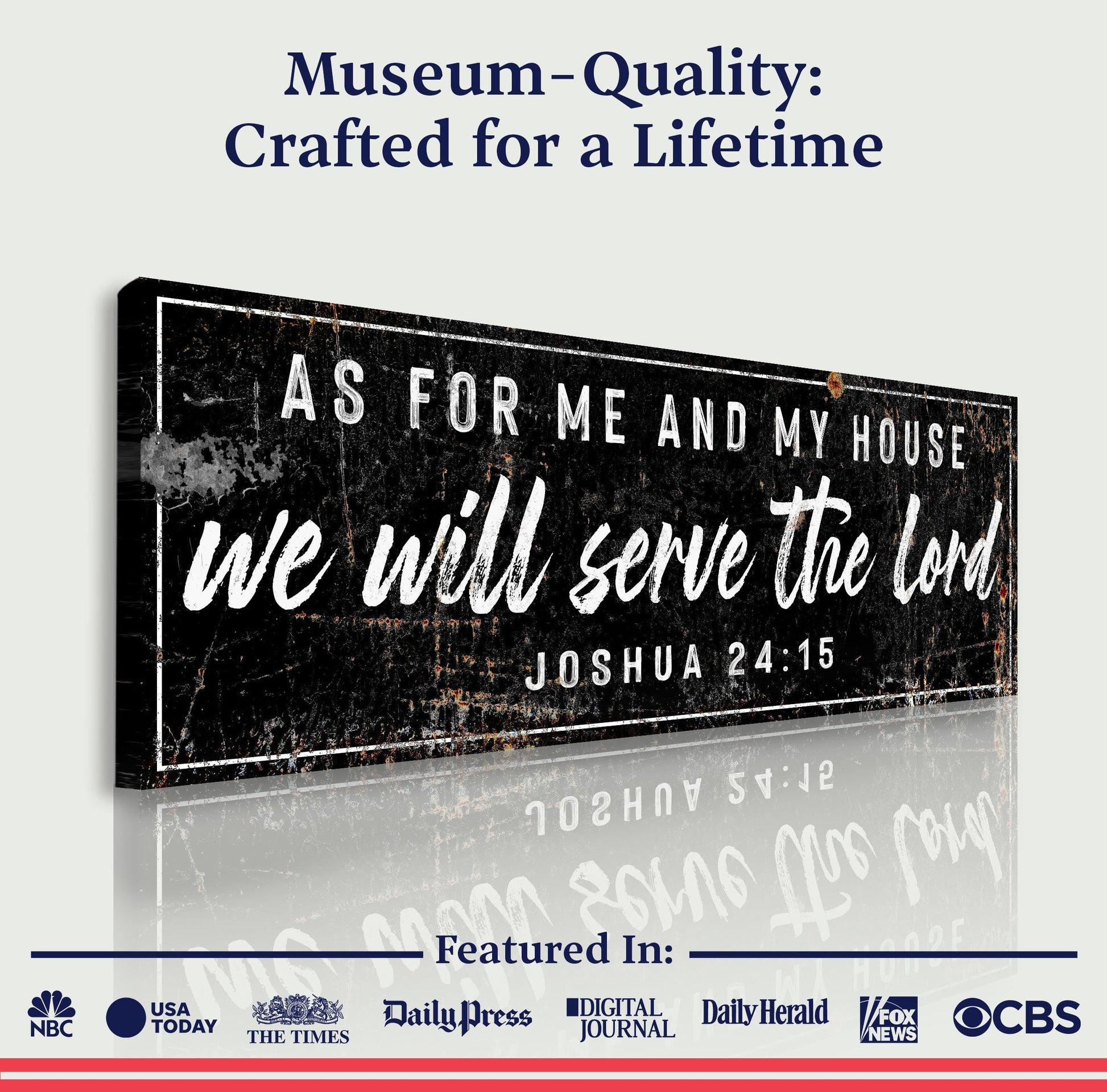 Canvas crafting sign Joshua 24:15 We Will Serve The Lord on a black board Tailored Canvases on Tampa Home & Garden Store