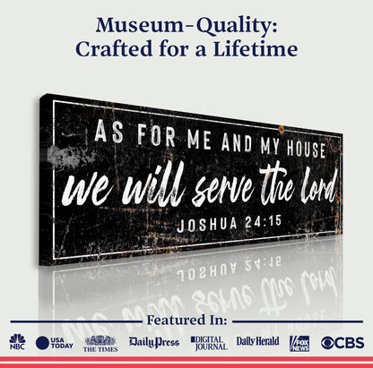 Canvas crafting sign Joshua 24:15 We Will Serve The Lord on a black board Tailored Canvases on Tampa Home & Garden Store