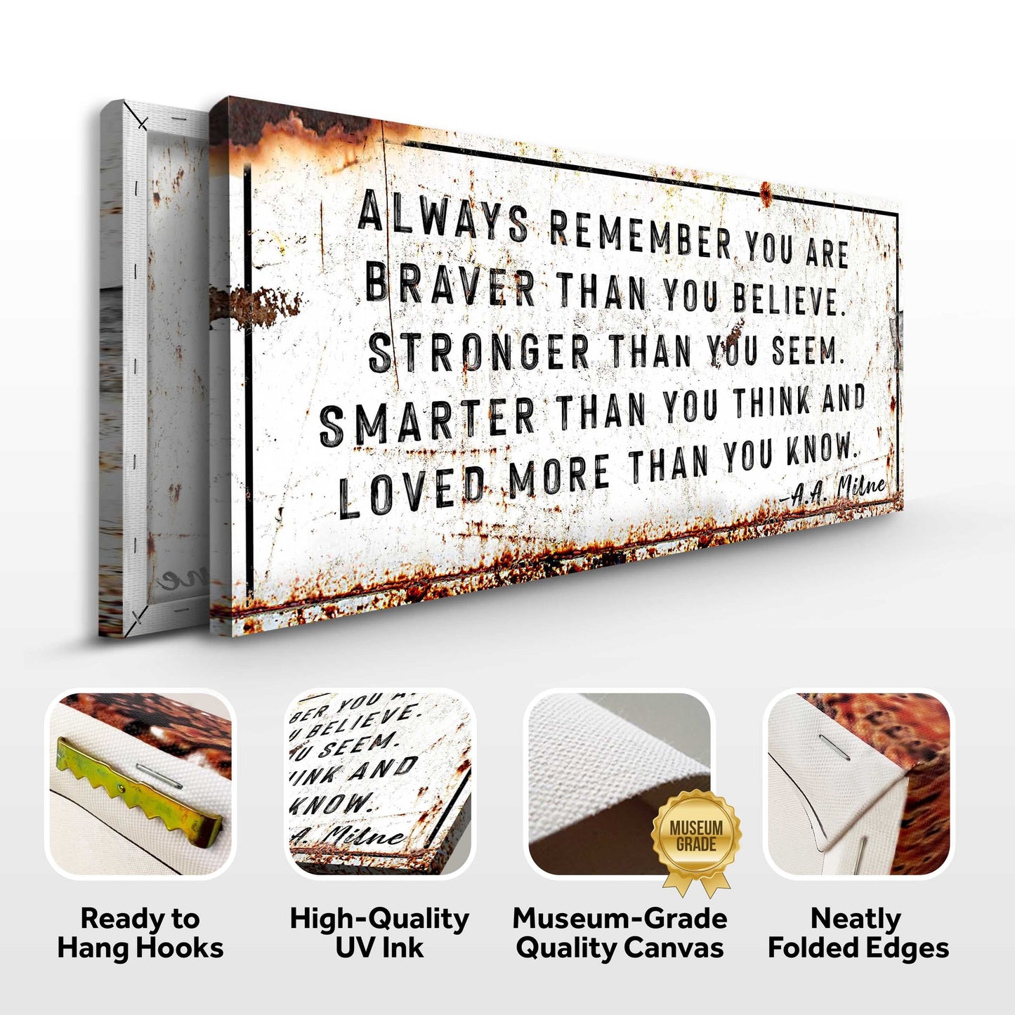 You Are Loved More Than You Know rustic sign canvas by Tailored Canvases with rust accents on Tampa Home & Garden Store