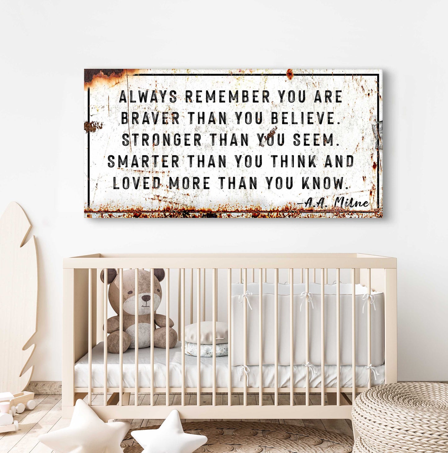 You Are Loved More Than You Know Rustic Sign canvas with white surface and bold black text on Tampa Home & Garden Store