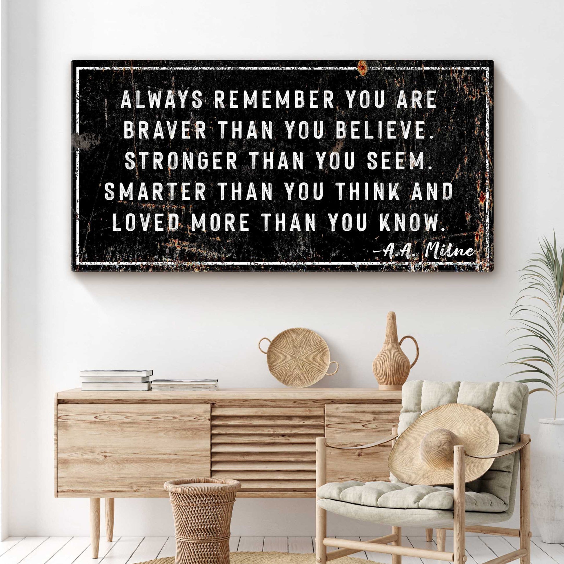 Rustic canvas sign You Are Loved More Than You Know, black with white lettering on Tampa Home & Garden Store