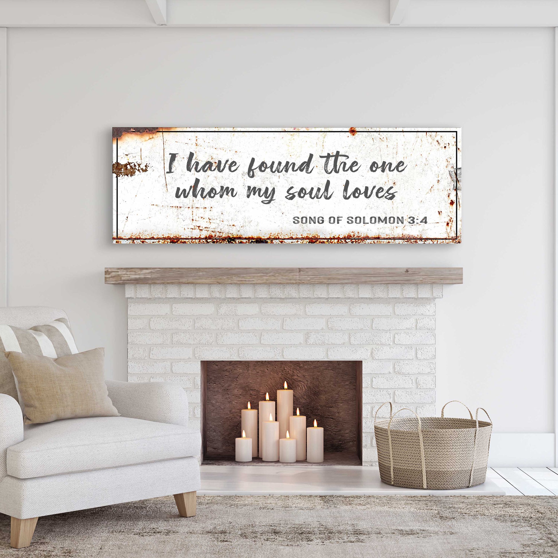 Rustic canvas sign with distressed border; Song of Solomon 3:4 I have found the one on Tampa Home & Garden Store