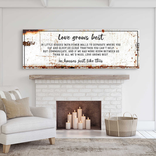 Love Grows Best In Little Houses Sign II canvas wall art by Tailored Canvases, rustic on Tampa Home & Garden Store