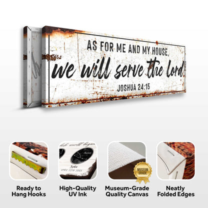 Canvas Joshua 24:15 Rustic Sign II Tailored Canvases, white with rust accents crafting canvas on Tampa Home & Garden Store
