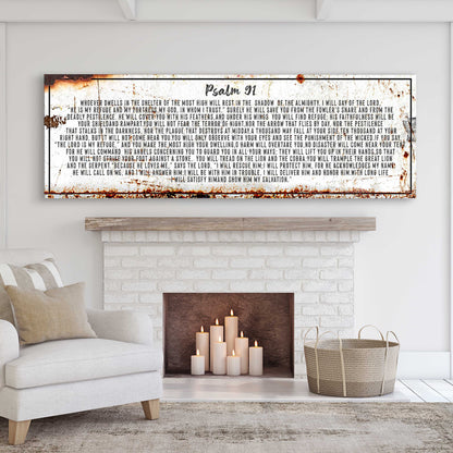 Psalm 91 He Is My Refuge canvas wall art, rustic look, black scripture text, Tailored Canvases on Tampa Home & Garden Store