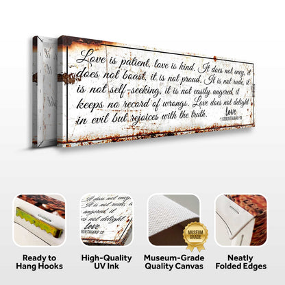 Canvas sign 1 Corinthians 13 Love Is Patient rustic Tailored Canvases on Tampa Home & Garden Store