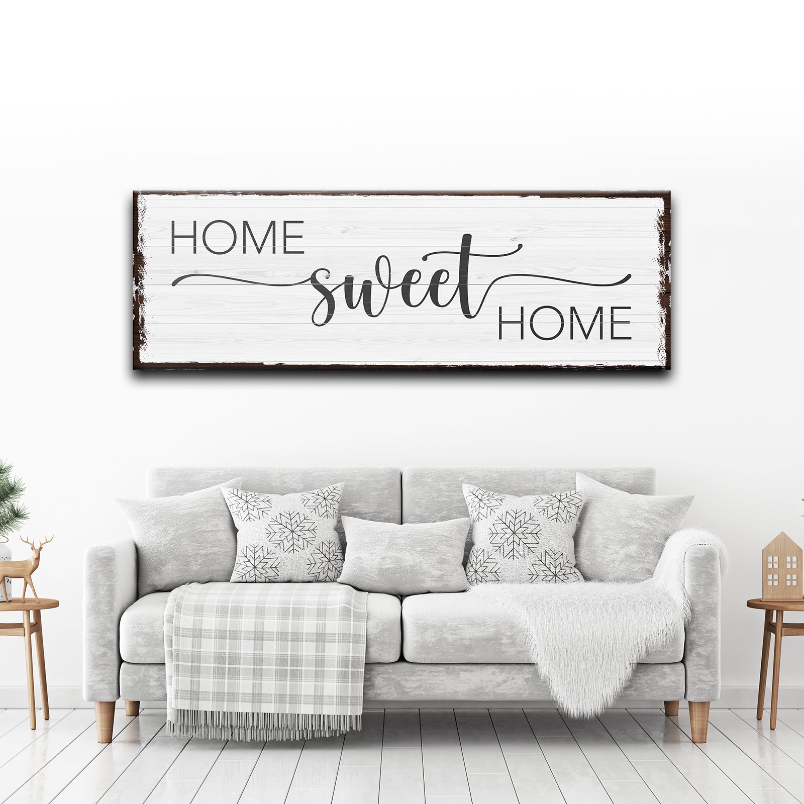Home Sweet Home Sign III canvas wall art by Tailored Canvases, whitewashed distressed wood on Tampa Home & Garden Store