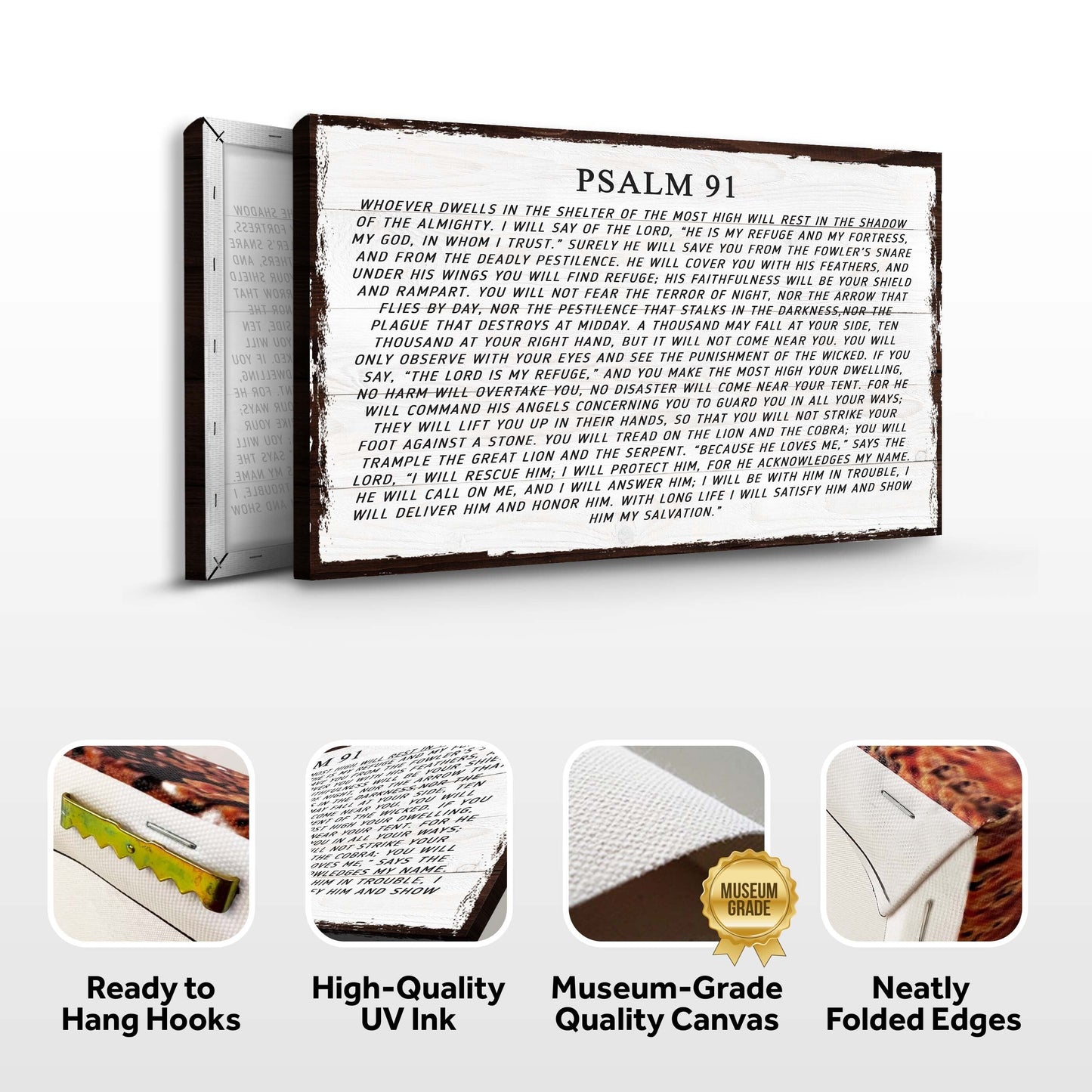 Psalm 91 Whoever Dwells sign canvas with rustic wood frame by Tailored Canvases on Tampa Home & Garden Store