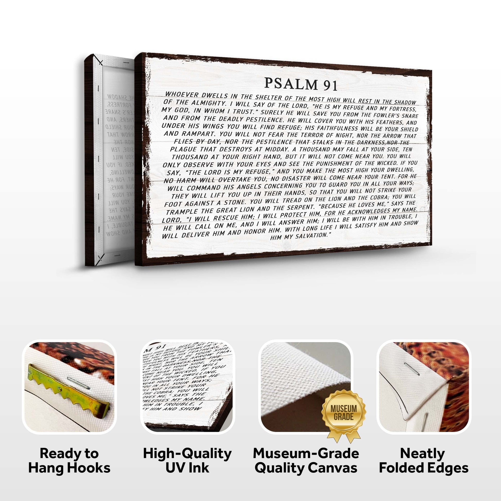 Psalm 91 Whoever Dwells sign canvas with rustic wood frame by Tailored Canvases on Tampa Home & Garden Store