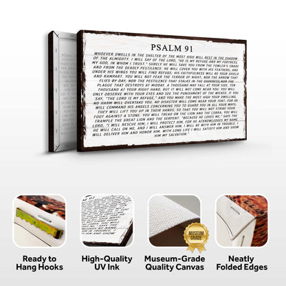 Psalm 91 Whoever Dwells sign canvas with rustic wood frame by Tailored Canvases on Tampa Home & Garden Store