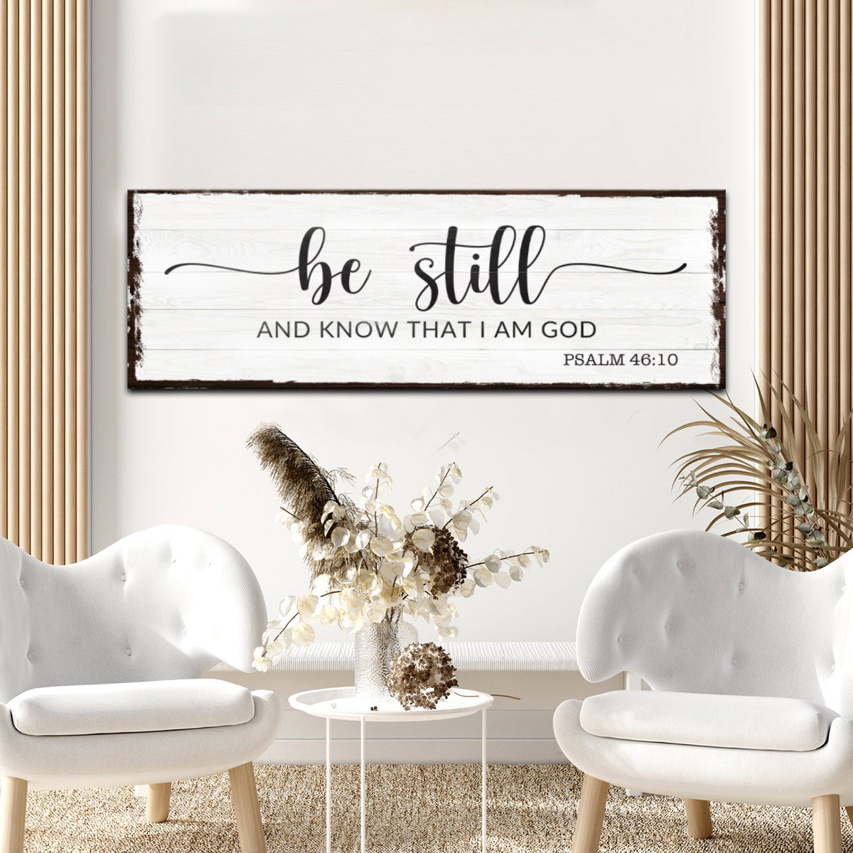 Be Still Sign canvas wall art by Tailored Canvases Psalm 46:10 on Tampa Home & Garden Store