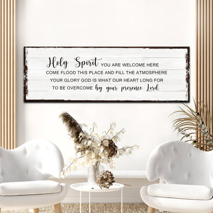 Holy Spirit rustic sign canvas wall art whitewashed wood with brown edges by Tailored Canvases on Tampa Home & Garden Store