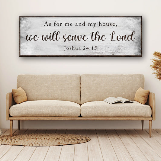 Canvas wall sign with background and frame reading for me and my house we will serve the Lord on Tampa Home & Garden Store