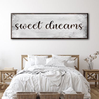 Sweet Dreams Bedroom Grunge Sign canvas with weathered wood and dark frame by Tailored Canvases on Tampa Home & Garden Store