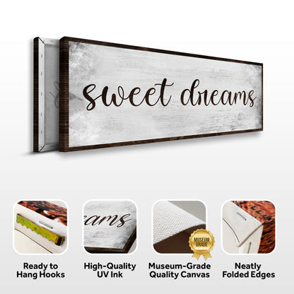 Sweet Dreams bedroom grunge sign canvas with distressed white panel and dark wood frame on Tampa Home & Garden Store