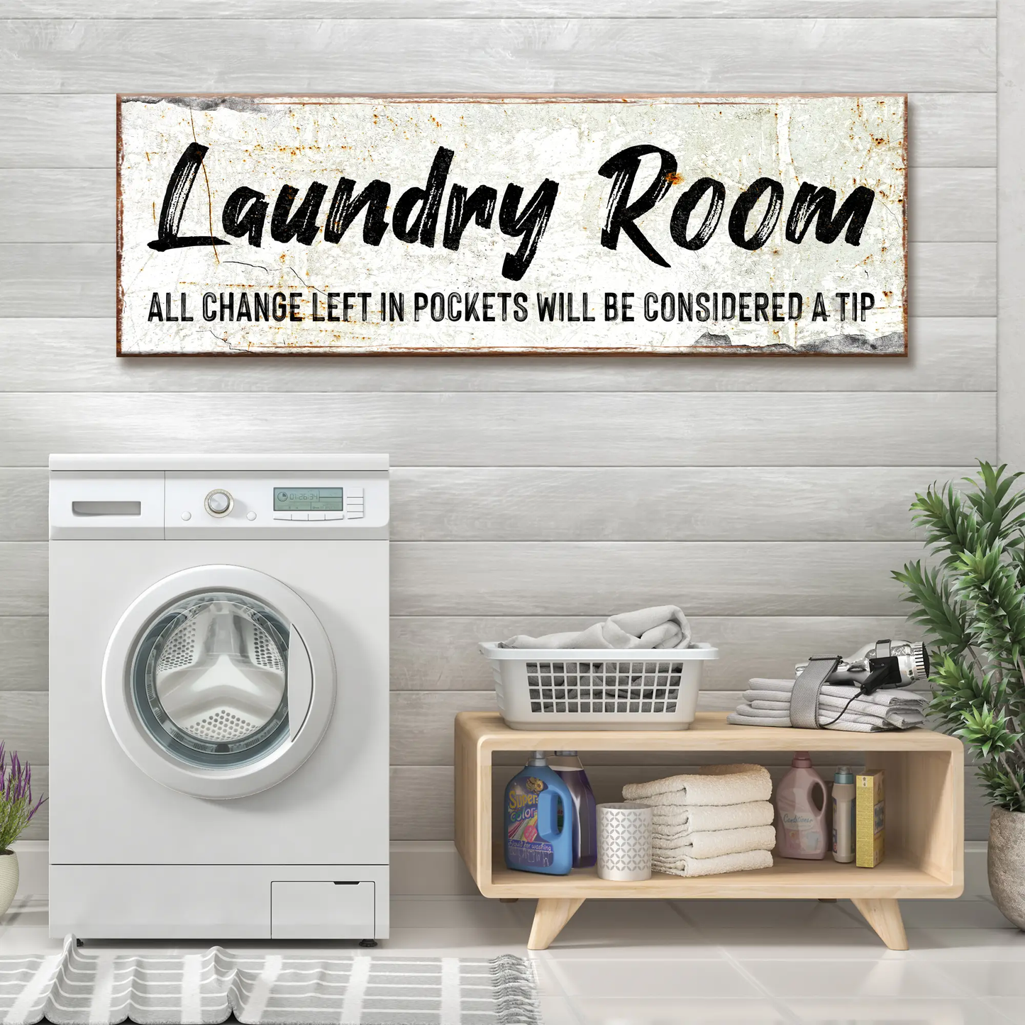 Laundry Room Sign II canvas by Tailored Canvases, distressed rustic on Tampa Home & Garden Store