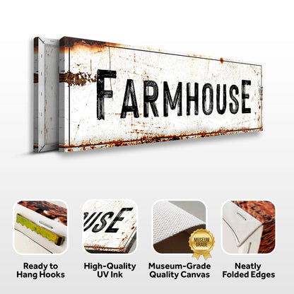 Farmhouse Sign canvas by Tailored Canvases, distressed white with rust, multi-panel wall art on Tampa Home & Garden Store