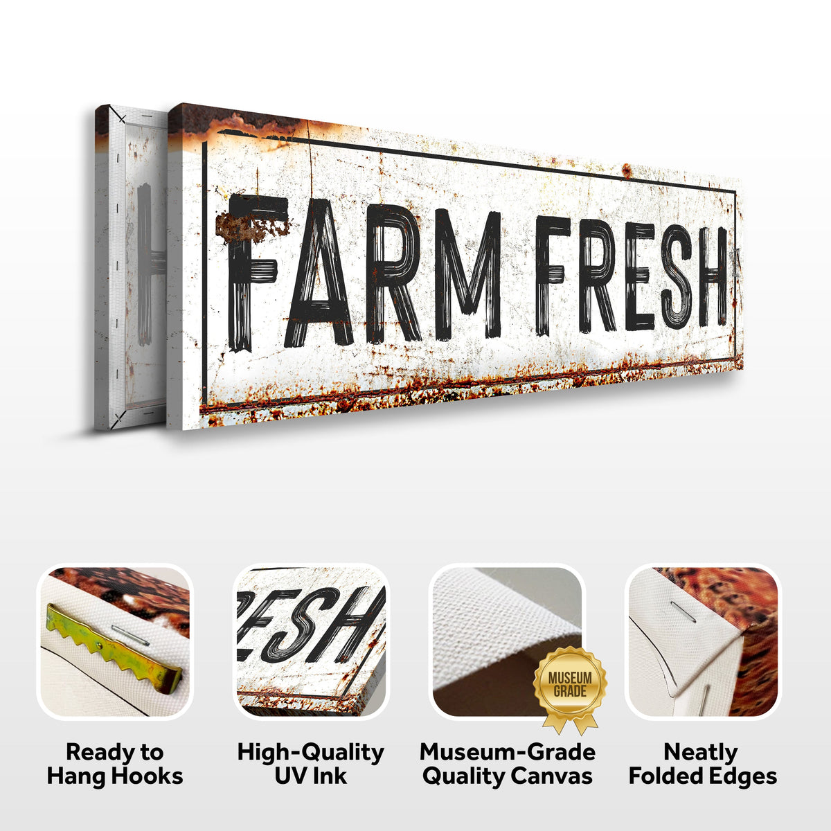 Farm Fresh sign canvas, distressed rusted print by Tailored Canvases on Tampa Home & Garden Store