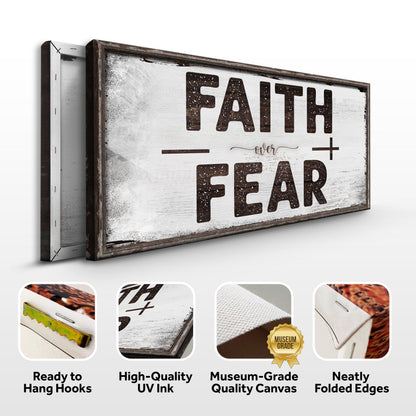 Faith Over Fear motivational sign canvas with distressed wood frame by Tailored Canvases on Tampa Home & Garden Store