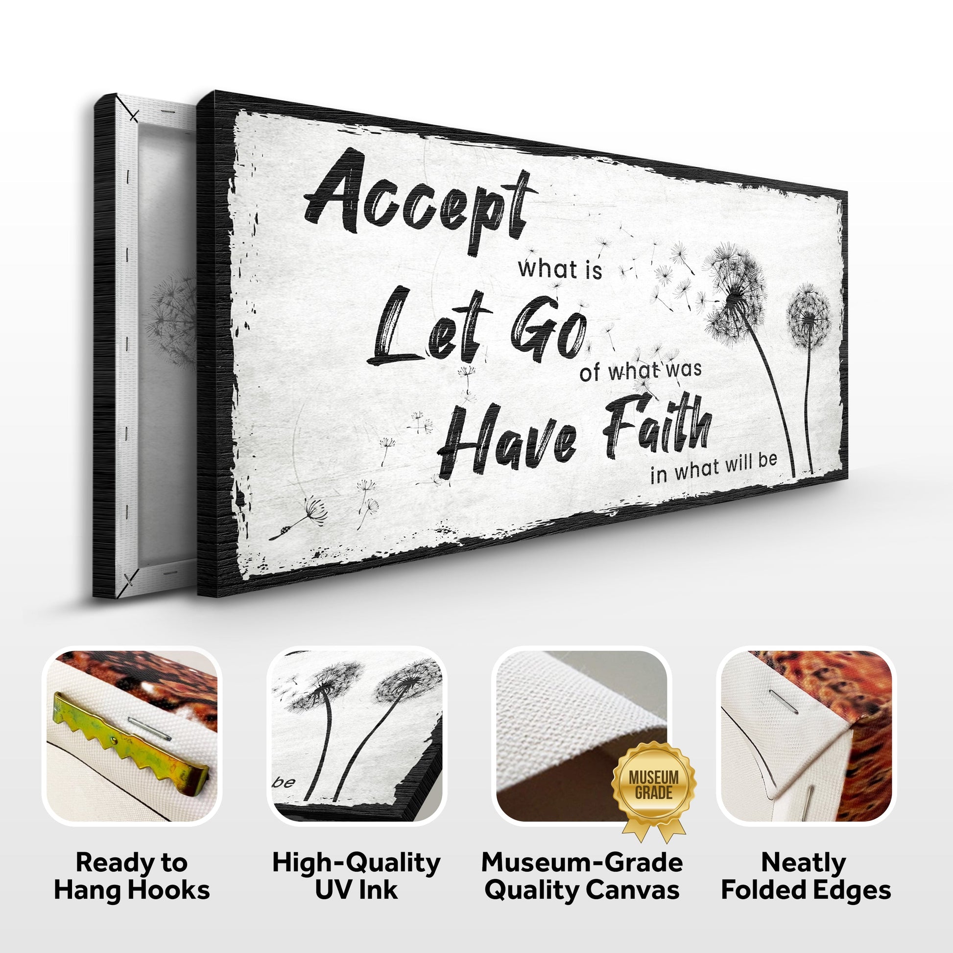 Canvas sign Accept Let Go Have Faith on Tailored Canvases crafting canvas with distressed panel on Tampa Home & Garden Store