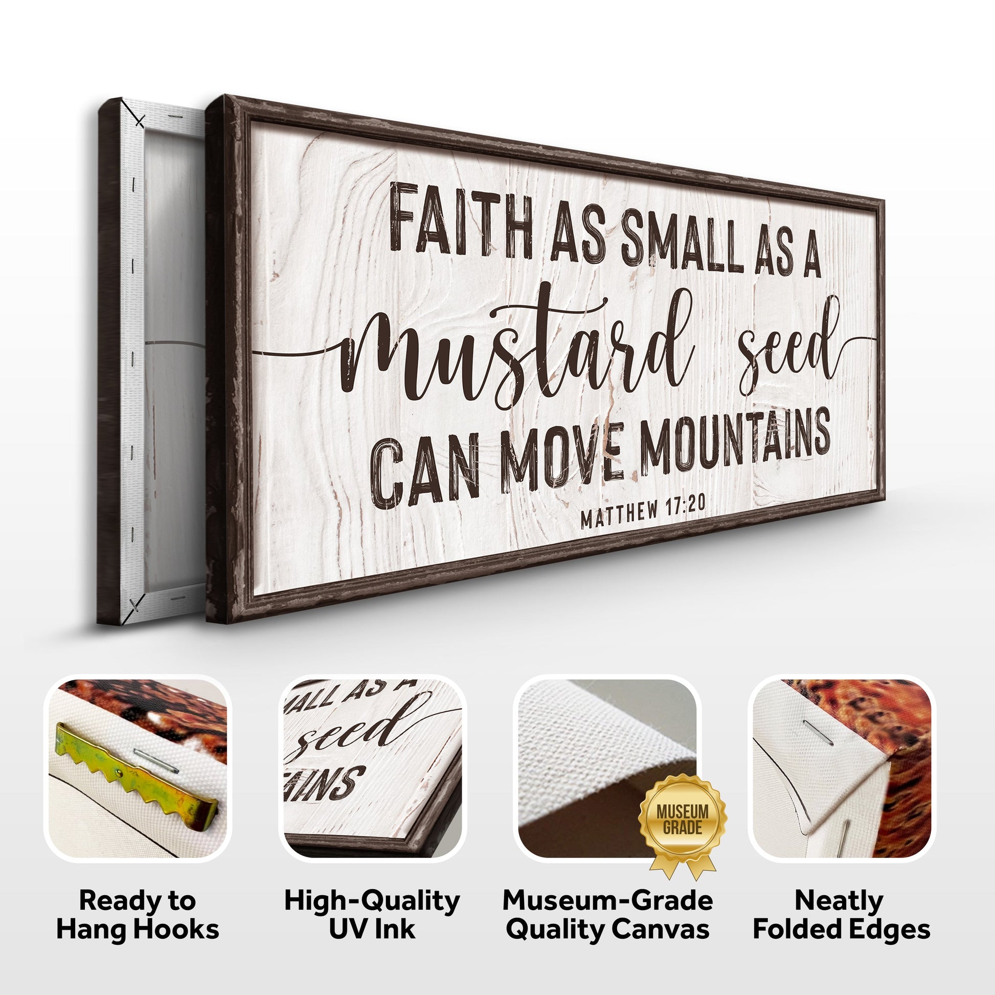 Canvas sign II by Tailored Canvases with wood grain and faith as small as a mustard seed on Tampa Home & Garden Store