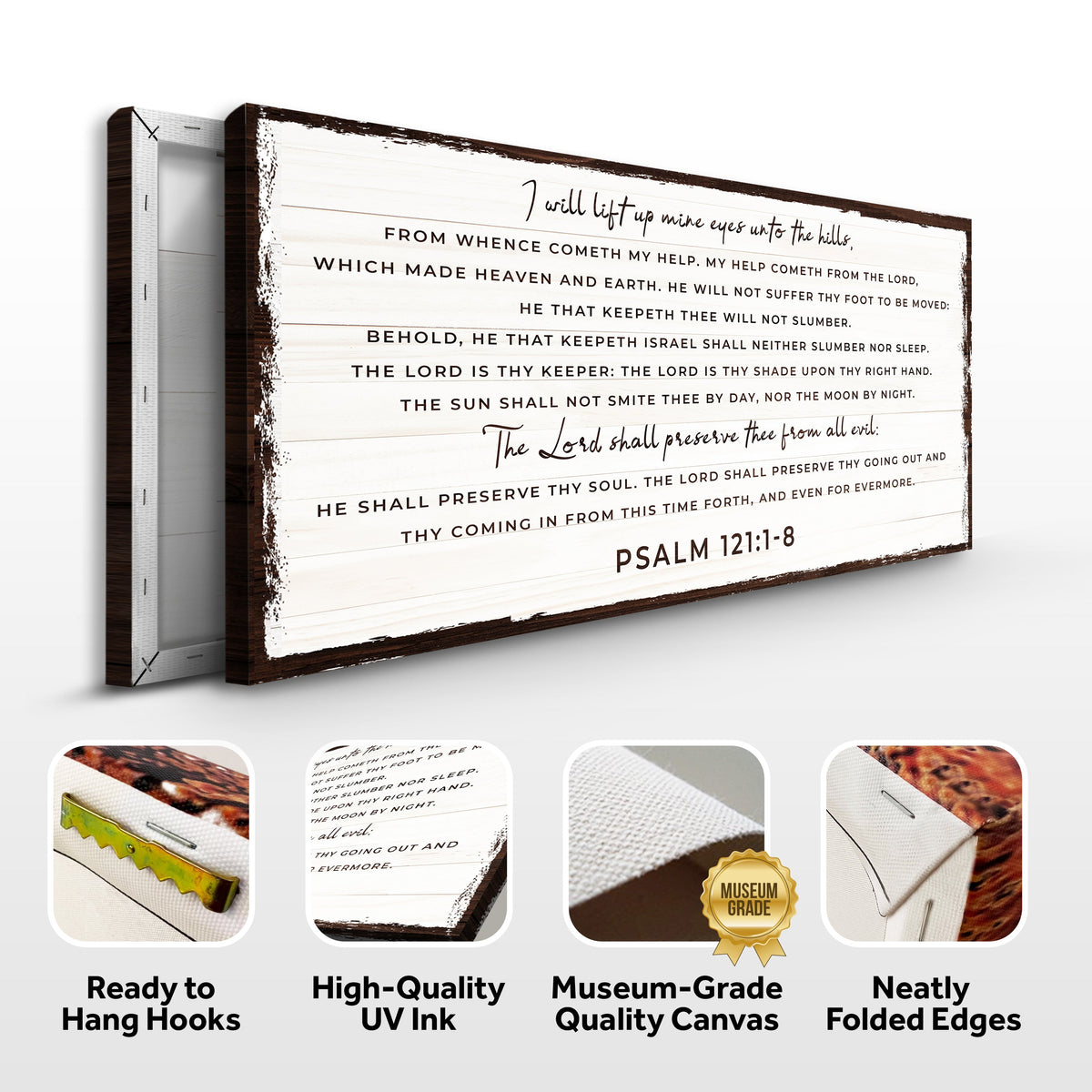 Canvas sign Psalm 121:1-8 My Help Comes From The Lord on rustic wood Tailored Canvases on Tampa Home & Garden Store