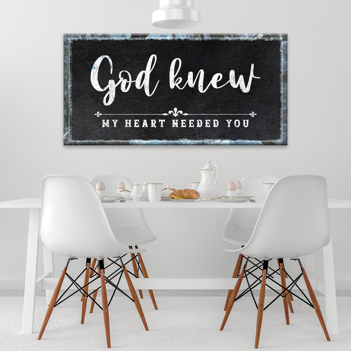 God Knew Sign III canvas by Tailored Canvases; chalkboard-style art with white script on Tampa Home & Garden Store