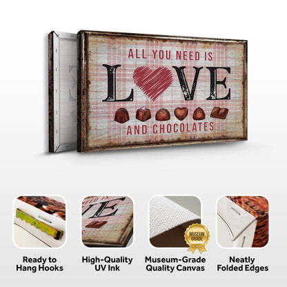 Valentine’s Day Sign XIII canvas by Tailored Canvases with rustic frame and LOVE heart on plaid backdrop on Tampa Home & Garden Store