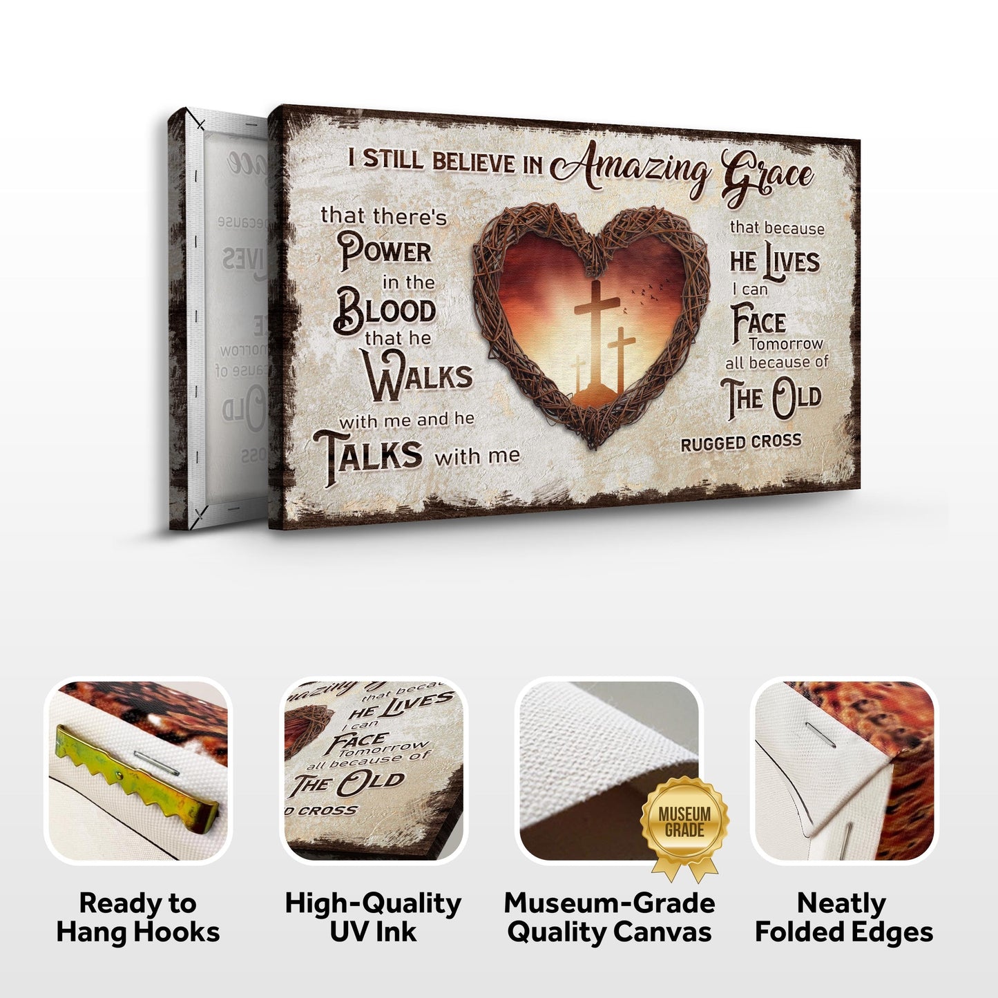 I Still Believe In Amazing Grace Sign V canvas by Tailored Canvases with woven heart on Tampa Home & Garden Store