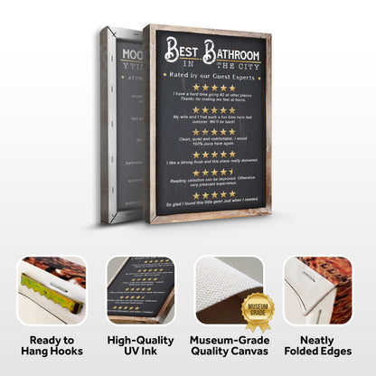 Best Bathroom In The City Sign II canvas by Tailored Canvases, chalkboard art framed in wood on Tampa Home & Garden Store