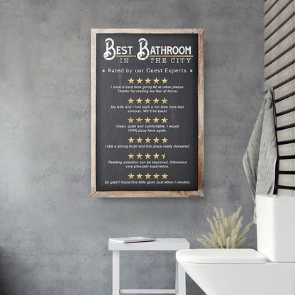 Best Bathroom In The City Sign II canvas by Tailored Canvases, chalkboard print with frame on Tampa Home & Garden Store