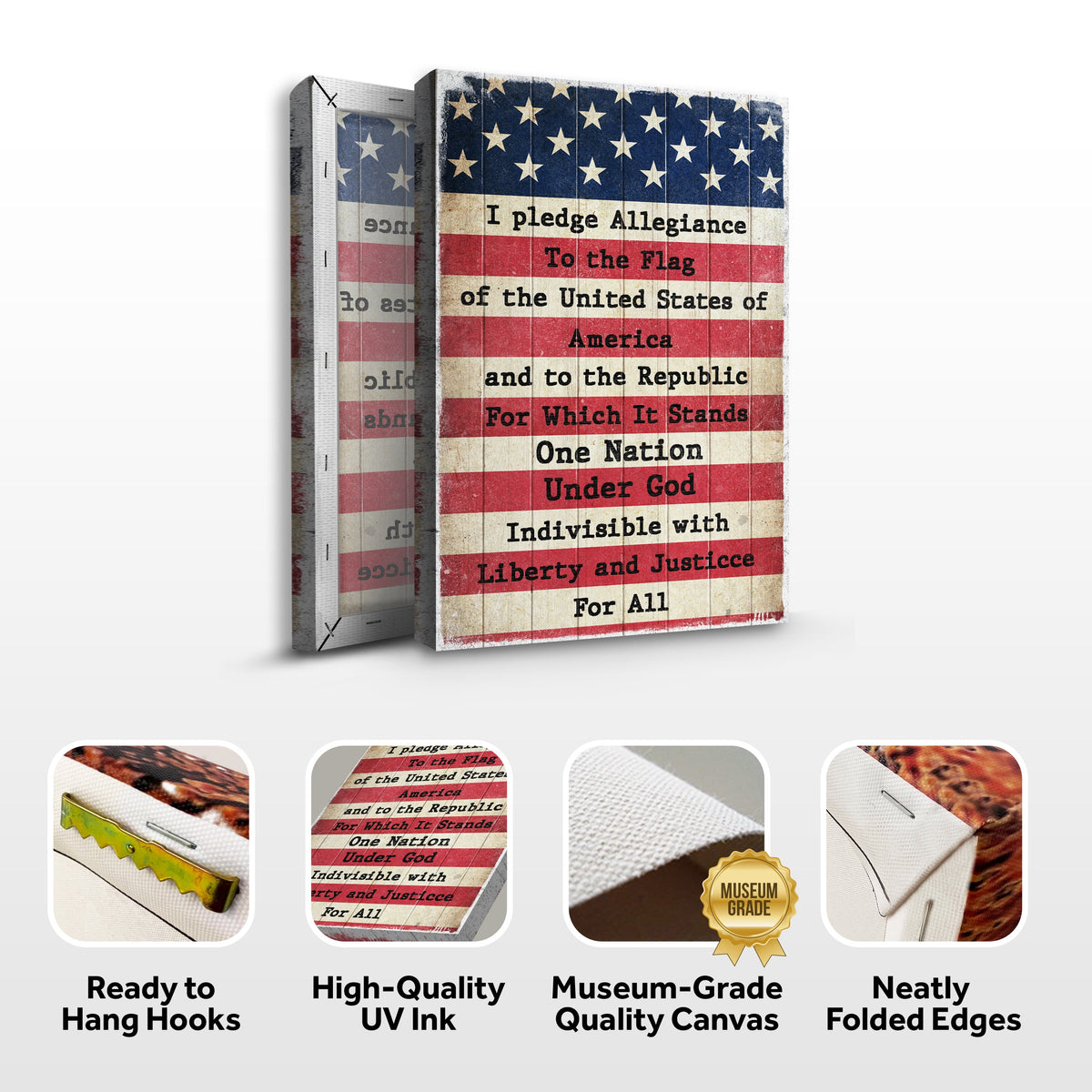 America Pledge Allegiance sign canvas with distressed US flag Tailored Canvases on Tampa Home & Garden Store