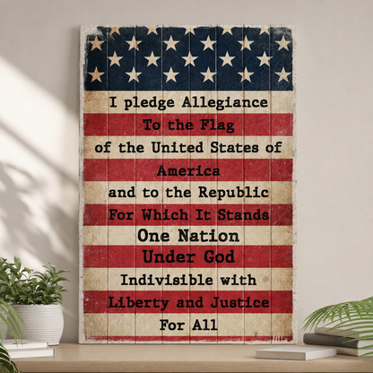 America Pledge Allegiance Canvas Sign in US flag motif, Tailored Canvases crafting canvas on Tampa Home & Garden Store