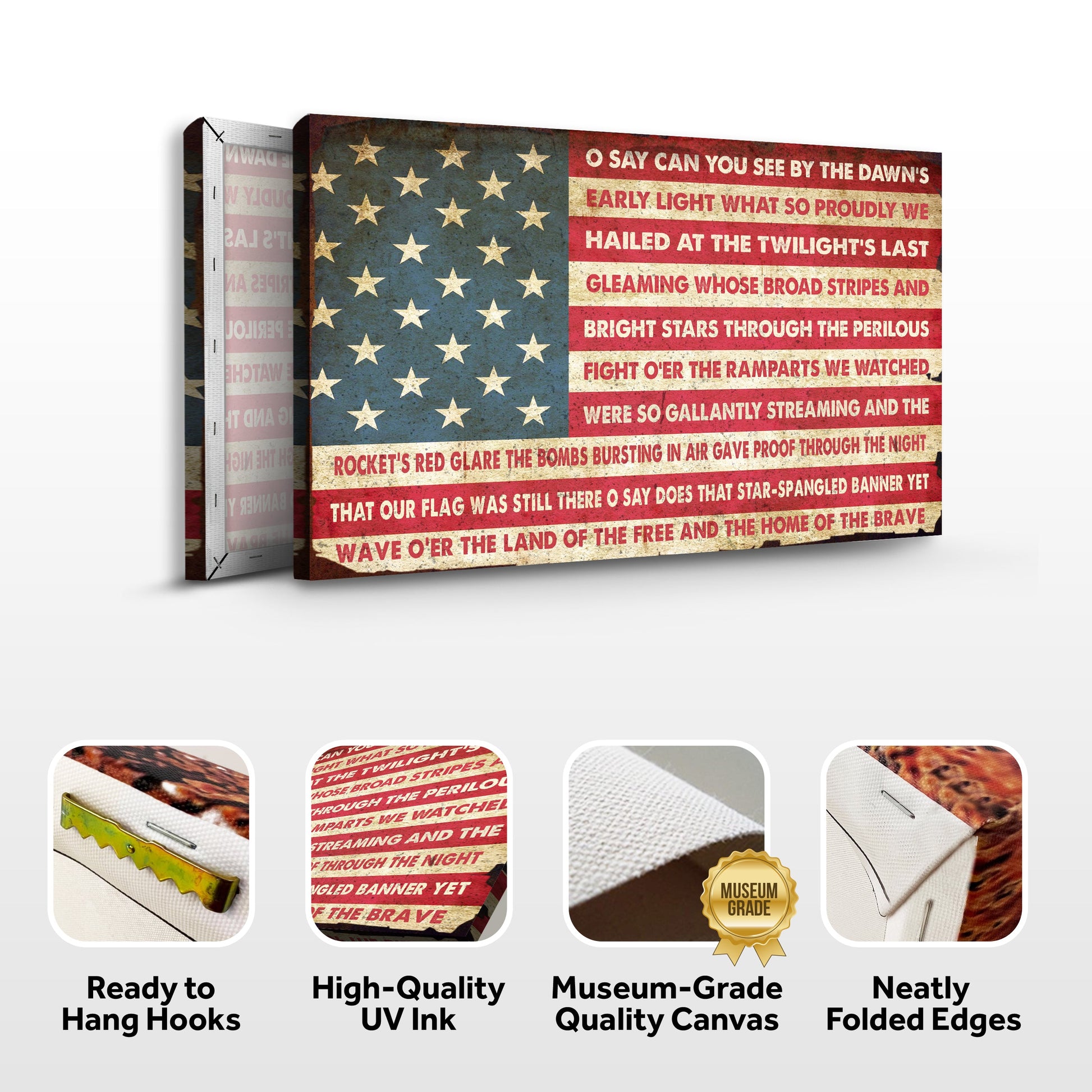 American Anthem Sign canvas by Tailored Canvases; vintage distressed US flag design for crafting on Tampa Home & Garden Store