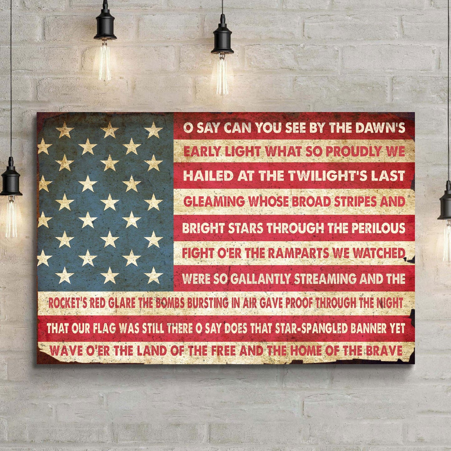 American Anthem Sign canvas by Tailored Canvases, patriotic flag art with stars and stripes on Tampa Home & Garden Store