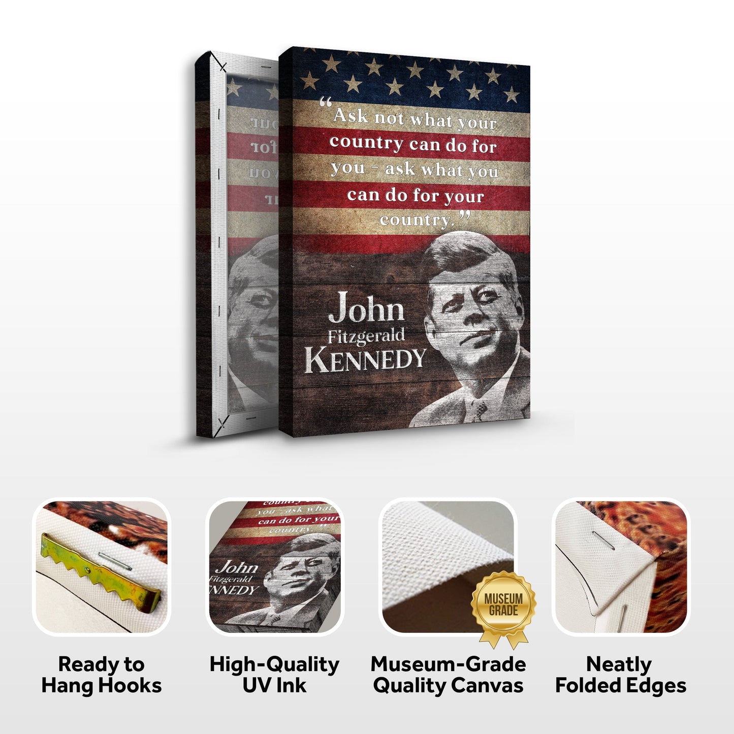 Inaugural Address Sign Canvas by Tailored Canvases, vintage USA flag design with portrait on Tampa Home & Garden Store