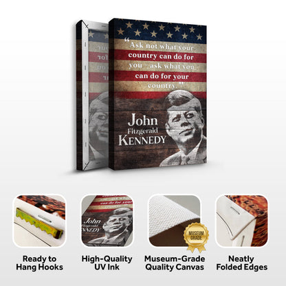 Inaugural Address Sign Canvas by Tailored Canvases, vintage USA flag design with portrait on Tampa Home & Garden Store