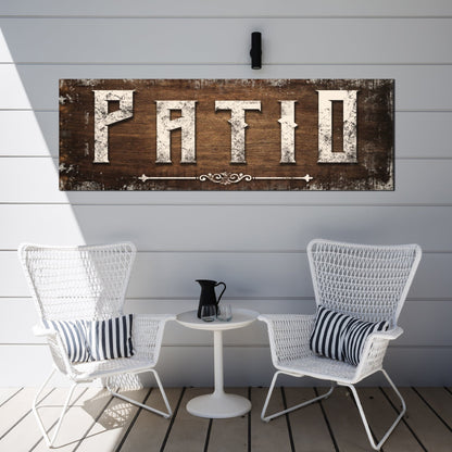 Distressed White Patio Sign canvas by Tailored Canvases for craft decor on Tampa Home & Garden Store