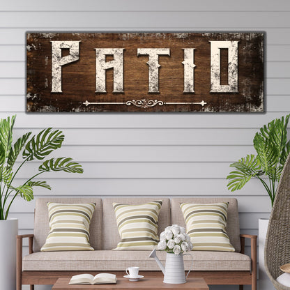 Distressed White Patio Sign canvas by Tailored Canvases, rustic crafting canvas on Tampa Home & Garden Store