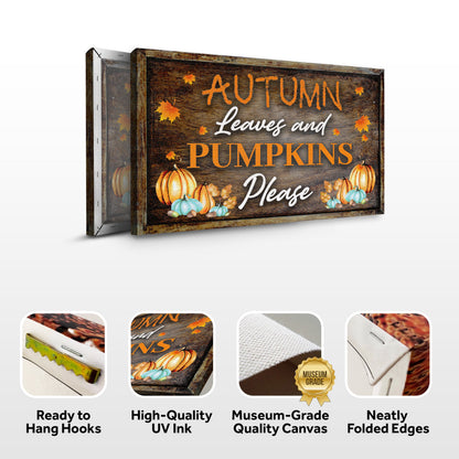 Canvas sign Autumn Leaves and Pumpkins on rustic wood panel by Tailored Canvases on Tampa Home & Garden Store