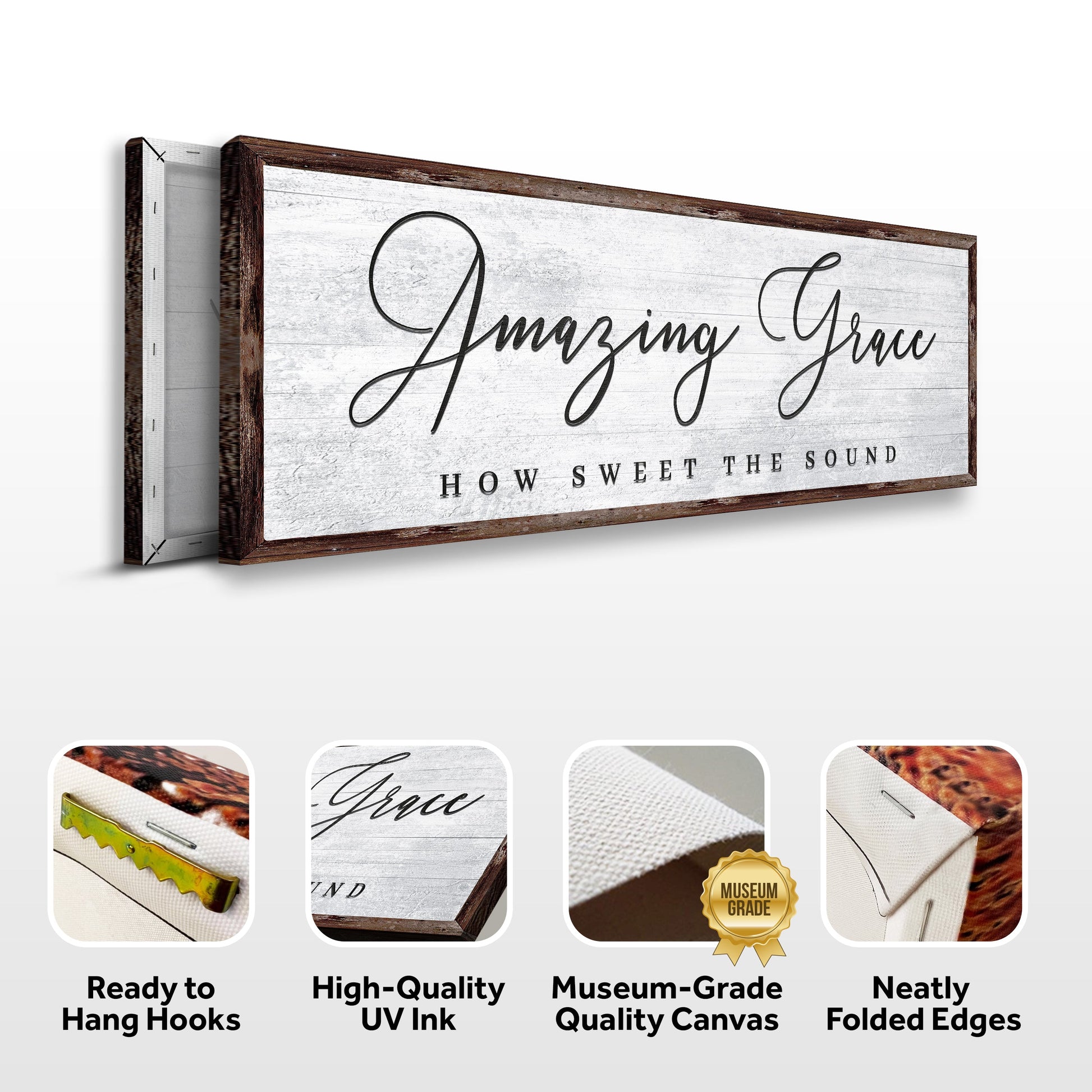 Amazing Grace How Sweet The Sound Sign canvas rustic wood frame Tailored Canvases on Tampa Home & Garden Store