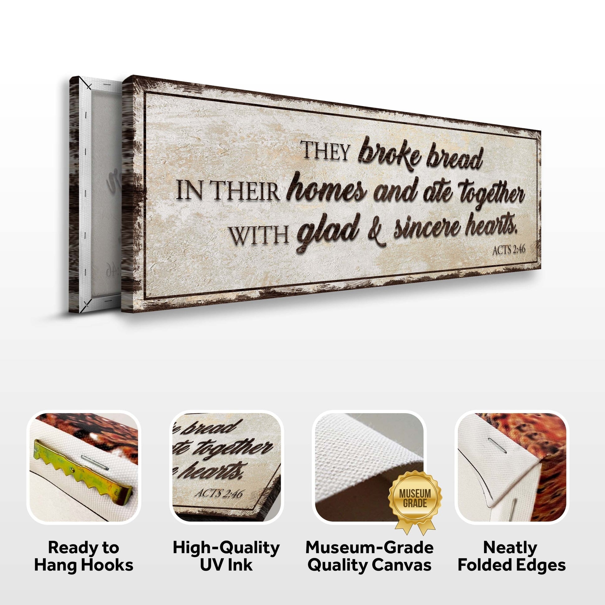 Canvas wall sign Acts 2:46 they broke bread in their homes Tailored Canvases on Tampa Home & Garden Store