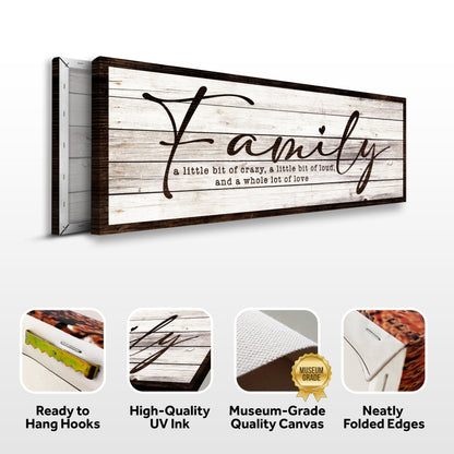 Canvas sign Tailored Canvases Family Sign III with rustic whitewashed wood planks on Tampa Home & Garden Store