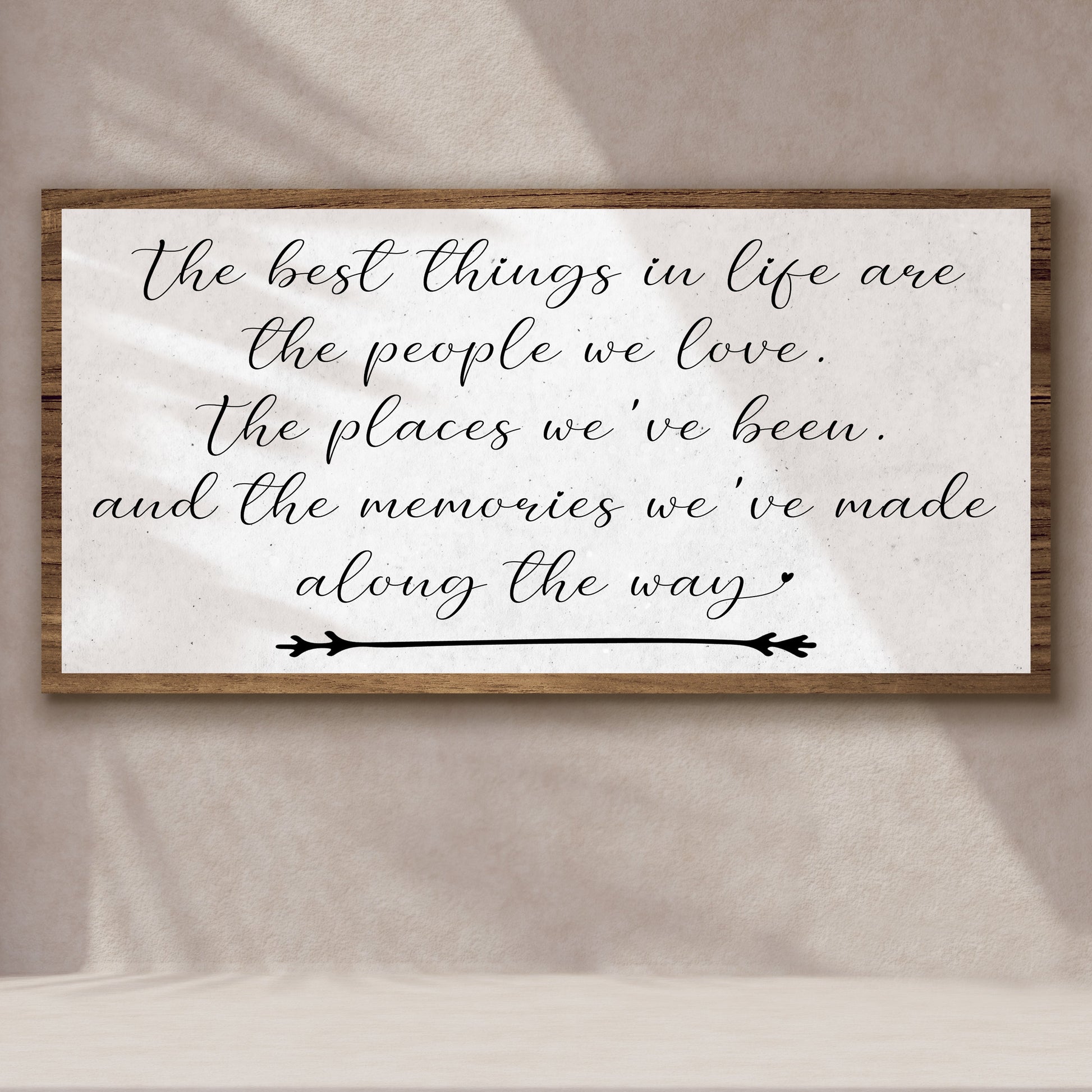 The Best Things In Life Sign II canvas in wood frame with cursive text Tailored Canvases crafting canvas on Tampa Home & Garden Store