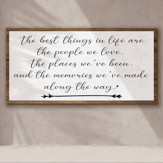 The Best Things In Life Sign II canvas in wood frame with cursive text Tailored Canvases crafting canvas on Tampa Home & Garden Store